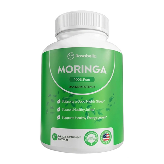 Rosabella Moringa Capsules - Pure Moringa Powder, Energy, Skin, Immune & Gut Health Superfood, Rich in Antioxidants, Essential Vitamins & Amino Acids, Natural Green Superfood Supplement