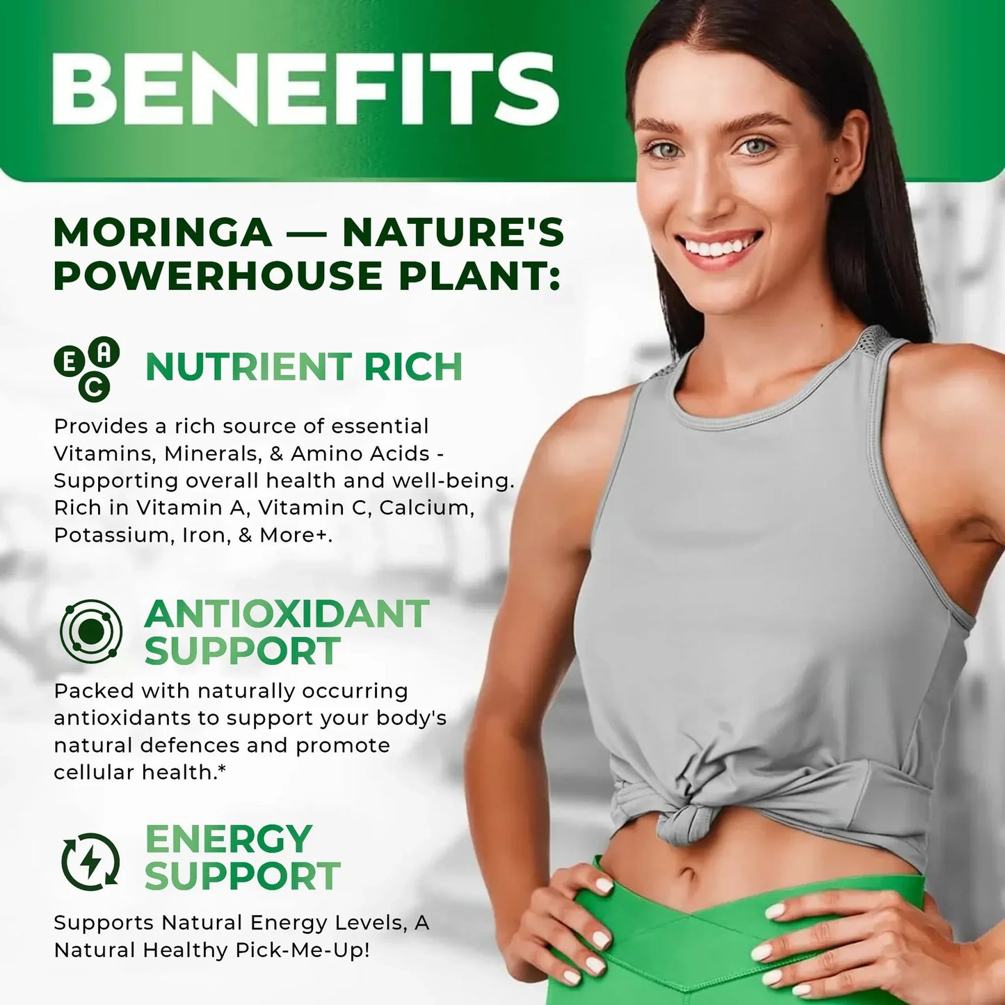 Rosabella Moringa Capsules - Pure Moringa Powder, Energy, Skin, Immune & Gut Health Superfood, Rich in Antioxidants, Essential Vitamins & Amino Acids, Natural Green Superfood Supplement