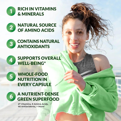 Rosabella Moringa Capsules - Pure Moringa Powder, Energy, Skin, Immune & Gut Health Superfood, Rich in Antioxidants, Essential Vitamins & Amino Acids, Natural Green Superfood Supplement